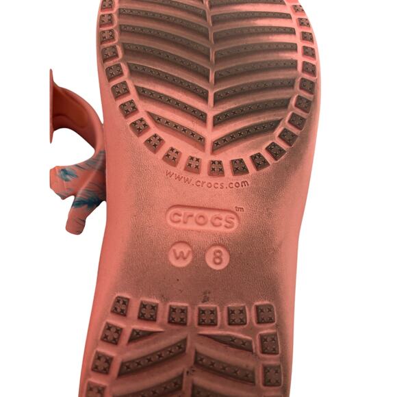 Crocs Flip Flops Womens Size 8 Kadee II Coral Pink Melon Tropical Floral Sandals - Picture 7 of 8